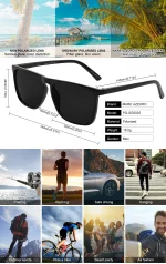 남성 선글라스 편광 브랜드 디자이너 럭셔리 눈부심 방지 자동차 안경 패션 스퀘어 남성 선글라스 블랙 쉐이드 고글 UV400 - 이미지 6