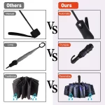 여성용 역방향 접이식 자동 우산, 10 갈비뼈, 강한 방풍 우산 - 이미지 5