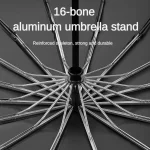 초대형 140CM 자동 접이식 우산, 남성과 여성 파라솔을 위한 방풍 강한 태양과 비 우산 강화 - 이미지 4