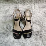 여성 샌들 여름 섹시한 펌프 오픈 발가락 발목 스트랩 편안한 낮은 블록 Chunky 하이힐 파티 드레스 웨딩 신발 대형 - 이미지 2