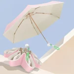 여성용 편리한 파라솔 초경량 포켓 태양 우산 고가치 자외선 방지 r을 위한 대비 색상 접착제 5단 우산 - 이미지 2