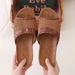 Mntrerm 여성용 리넨 슬리퍼, 여성용 홈 슈즈, 여성 캐주얼 슬라이드, 플로럴 아마 플립 플롭 보우 샌들, 2023 여름 신상 - 이미지 5