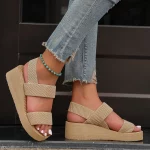 여성용 레저 웨지 샌들, 오픈 토, 두꺼운 밑창 플랫폼, 캐주얼 신발, 백 스트랩, 경량 무게추 슬링백 샌들, 여름 - 이미지 4