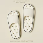 여성용 슬리퍼 미끄럼 방지 새는 욕실 슬리퍼 캐주얼 남성용 슬리퍼 탈취제 비치 신발 부드러운 밑창 커플 플랫 샌들 - 이미지 3