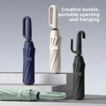 자동 개폐식 파라솔, 검정 고무 차양, 자외선 차단, 접이식 후크, 고급 스타일 파라솔