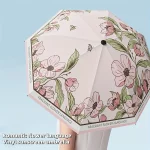 우아한 UPF50 + 우산 로맨틱 꽃 언어 자외선 차단 우산 비닐 코팅 비 파라솔 태양 그늘 접는 우산 - 이미지 2