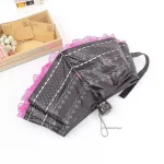 레이스 태양 우산 안티 자외선 보호 두꺼운 검은 접착제 태양 비 이중 사용 양산 휴대용 우산 공주 여성 파라솔 - 이미지 3