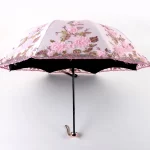 더블 레이어 접는 꽃 레이스 우산 비 여성 세 접는 우산 여성 비 도구 독특한 파라솔 우산 - 이미지 5