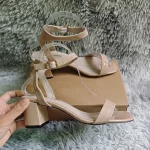 여성 샌들 여름 섹시한 펌프 오픈 발가락 발목 스트랩 편안한 낮은 블록 Chunky 하이힐 파티 드레스 웨딩 신발 대형 - 이미지 5