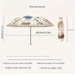 더블 레이어 접는 우산 꽃 인쇄 UPF50 + 태양 비 우산 UV 보호 비닐 코팅 파라솔 태양 그늘 우산 - 이미지 6