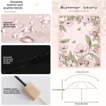 우아한 UPF50 + 우산 로맨틱 꽃 언어 자외선 차단 우산 비닐 코팅 비 파라솔 태양 그늘 접는 우산 - 이미지 5