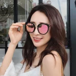 클래식 라운드 빈티지 선글라스 여성 패션 브랜드 디자인 거울 태양 안경 여성 그늘 레트로 Gafas UV400 Oculos De Sol - 이미지 3