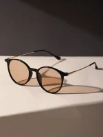 1PC 패션 라운드 금속 플라스틱 프레임 여성 선글라스 남성용 일상 생활 음영 안경 액세서리. - 이미지 4