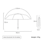 완전 자동 접이식 폴카 도트 우산 UV 자외선 차단 태양 우산 파라솔 비닐 간단한 비 이중 목적 우산 - 이미지 6