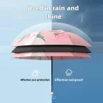 UPF50 + 접는 우산 더블 레이어 태양 비 우산 보관 가방 UV 보호 비닐 코팅 파라솔 태양 그늘 우산 - 이미지 4