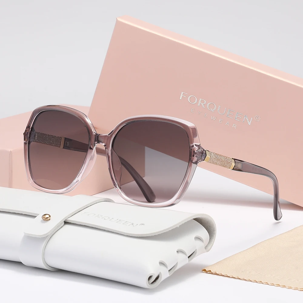 kf-S792dfcaea0224eddabe7aedfbb25a56f9 2025 ForQUEEN 트렌디한 여성용 선글라스, 편광 Anti-UV400 나비, 레이디 휴가용 대형 프레임 안경 - 이미지 1