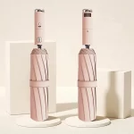 팬 USB 충전 기능이 있는 접이식 우산 쿨 초경량 파라솔 블랙 코팅 선물 상자가 있는 햇빛 방지 우산 - 이미지 5