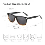 ZENOTTIC 패션 스퀘어 편광 선글라스 UV400 보호 아세테이트 선글라스 여성용 남성용 클래식 디자인 그늘 - 이미지 4