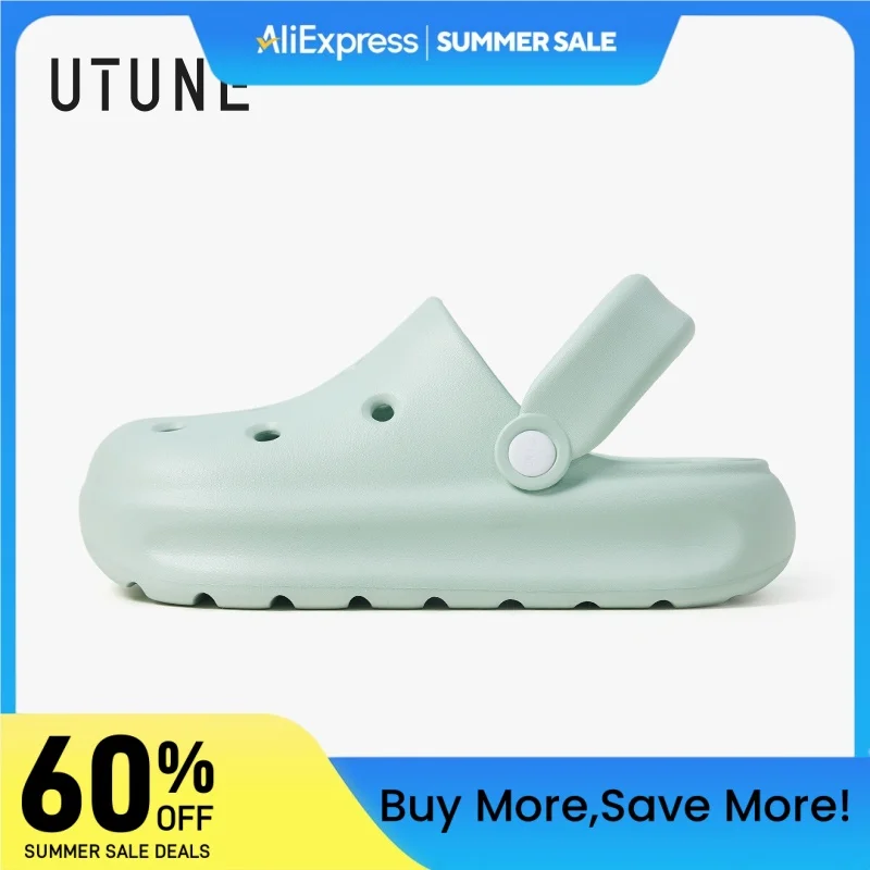 kf-S81ca5bff263a4a028e46deb2fc9183164 UTUNE 여름 여성용 치즈 가든 샌들 미끄럼 방지 물결 모양 단독 슬리퍼 가볍고 편안한 양방향 나막신 비치 신발 남자 - 이미지 1