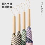꽃잎 통나무 손잡이 직선 극 긴 우산 현대 단순 달콤한 비 이중 목적 태양 보호 우산 - 이미지 4