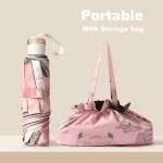 UPF50 + 접는 우산 더블 레이어 태양 비 우산 보관 가방 UV 보호 비닐 코팅 파라솔 태양 그늘 우산 - 이미지 2