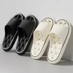 여성용 슬리퍼 미끄럼 방지 새는 욕실 슬리퍼 캐주얼 남성용 슬리퍼 탈취제 비치 신발 부드러운 밑창 커플 플랫 샌들 - 이미지 2