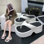 두꺼운 바닥 여성 플립 플롭 여름 패션 샌들 야외 비치 슬리퍼 욕실 홈 신발 컴포트 소프트 솔 슬라이드 - 이미지 2