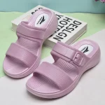 여름 두꺼운 굽 슬립온 여성 샌들 플라스틱 이중 스트랩 편안한 소프트 바닥 방수 다용도 캐주얼 신발 - 이미지 3