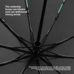 자동 개폐식 파라솔, 검정 고무 차양, 자외선 차단, 접이식 후크, 고급 스타일 파라솔 - 이미지 3