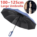 링 버클 디자인 남성용 완전 자동 우산 태양 보호 접이식 105/125CM 초대형 강력한 여성용 양산 파라솔
