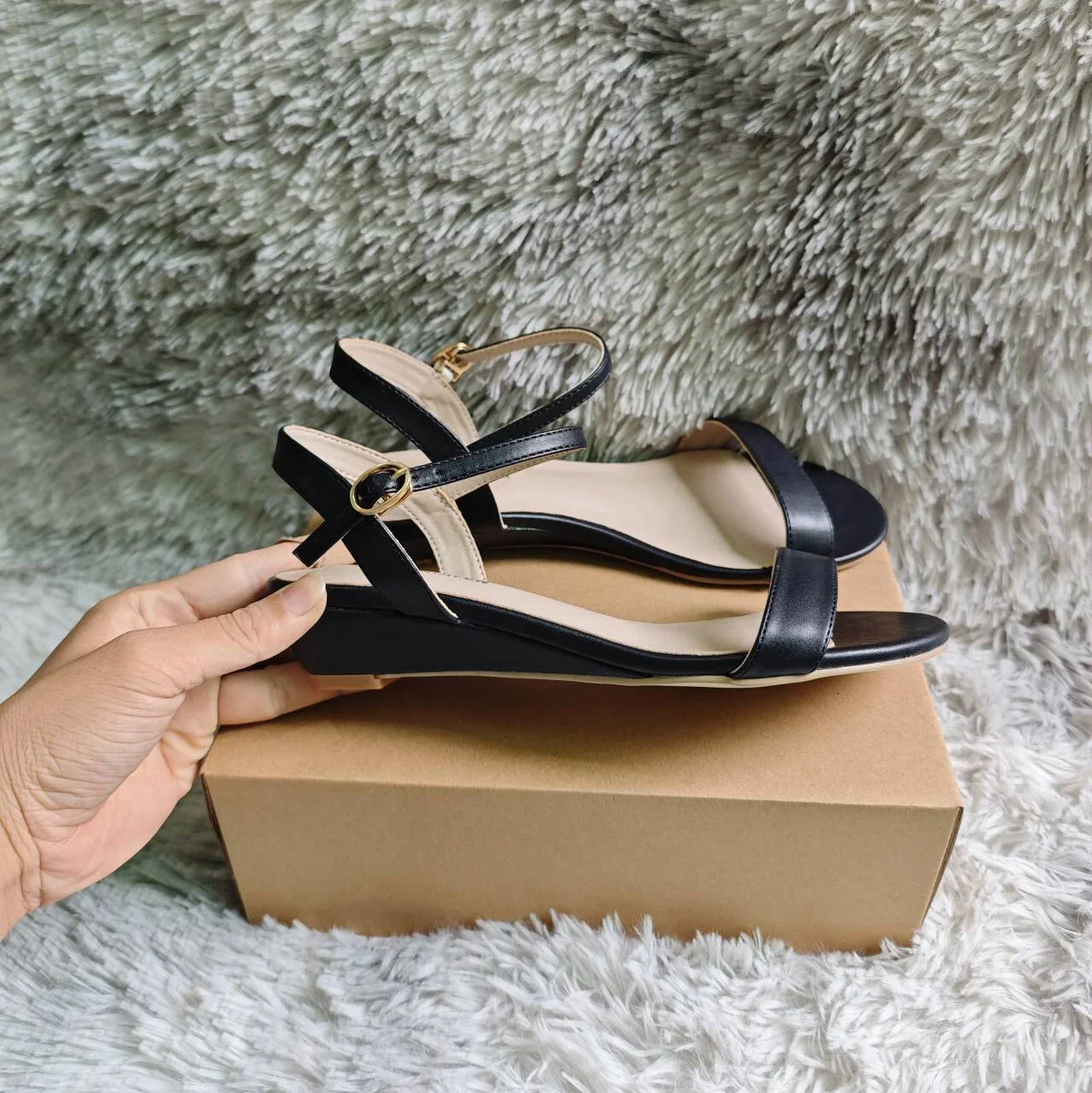 kf-Sc79f82f233054c978609a1b051b73068p 여성 웨지 샌들 여름 로우 힐 오픈 발가락 컴포트 스트랩 드레스 발목 스트랩 하이힐 캐주얼 워킹 파티 결혼식 신발 - 이미지 1