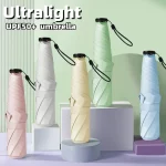 초경량 UPF50+ 우산 탄소 섬유 태양 자외선 차단 휴대용 우산 비닐 접이식 비 파라솔 포켓 연필 우산