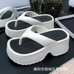 두꺼운 바닥 여성 플립 플롭 여름 패션 샌들 야외 비치 슬리퍼 욕실 홈 신발 컴포트 소프트 솔 슬라이드 - 이미지 5