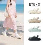 UTUNE 여름 여성용 치즈 가든 샌들 미끄럼 방지 물결 모양 단독 슬리퍼 가볍고 편안한 양방향 나막신 비치 신발 남자 - 이미지 6