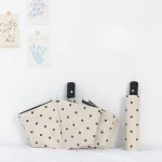 완전 자동 접이식 폴카 도트 우산 UV 태양 보호 태양 우산 파라솔 비닐 단순 비 이중 목적 우산 - 이미지 4