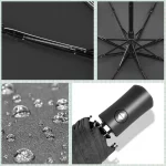 자동 비 & 태양 우산 블랙 코팅 파라솔 안티 uv 3 접는 바람 방지 자동 럭셔리 빅 방풍 여성 남성 8 갈비뼈 - 이미지 6