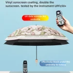 우아한 UPF50 + 우산 로맨틱 꽃 언어 자외선 차단 우산 비닐 코팅 비 파라솔 태양 그늘 접는 우산 - 이미지 4