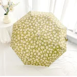 신선한 꽃과 비 이중 목적 파라솔 접이식 자동 우산 여성용 자외선 차단 태양 우산 - 이미지 2