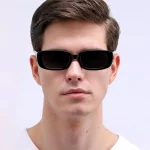 빈티지 블랙 스퀘어 선글라스 여성 럭셔리 브랜드 작은 직사각형 태양 안경 여성 그라디언트 클리어 미러 Oculos De Sol - 이미지 3