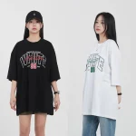 여성 빅사이즈 캐쥬얼 여름 커플 오버핏 레터링 캐릭터 박스 롱 반팔 티셔츠 99 - 이미지 2