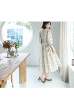 허리리본 스트링 도트 롱원피스 FREE 빠른배송 - 이미지 5