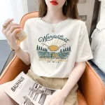 베이직 여성 반팔티셔츠 면100% 여름 빅사이즈 흰티 라운드 면티셔츠 - 이미지 6