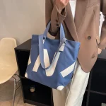 바닥이 단단한 지퍼 가방 캔버스 숄더백 면 에코백 기저귀가방 여성 학생 호보백 보부상가방 - 이미지 3