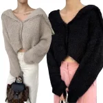 여리여리 울 니트 크롭 여성 겨울 가디건 3컬러 - 이미지 4