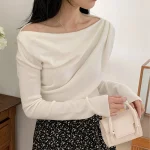 [1015MK]메로아 드레이프 셔링 니트 봄 여성 하객룩 오프숄더