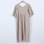 브이넥 셔링 퍼프 롱원피스 FREE 빠른배송 - 이미지 3