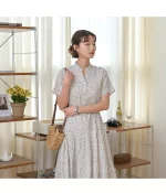 플로럴 반오픈 롱원피스 FREE 빠른배송 - 이미지 3