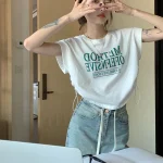 여성 크롭 반팔티 여름 면티 루즈핏 라운드 여자 크롭티셔츠 - 이미지 4