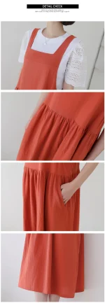 루즈핏 멜빵 포켓 뷔스티에 원피스 FREE 빠른배송 - 이미지 4