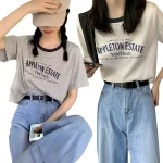 여성용 오버핏 반팔 티셔츠 여름 베이직 라운드 대형 사이즈 셔츠 블라우스 탑 톱 여자용 티셔츠